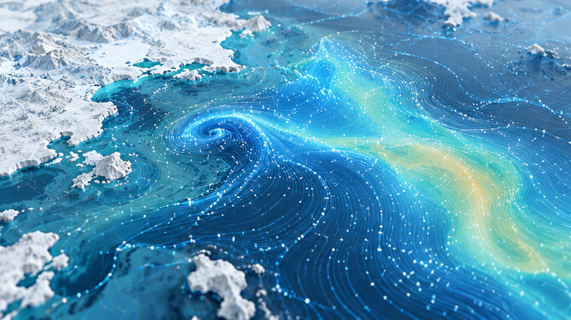Ocean environment monitoring and plume drift concept visual